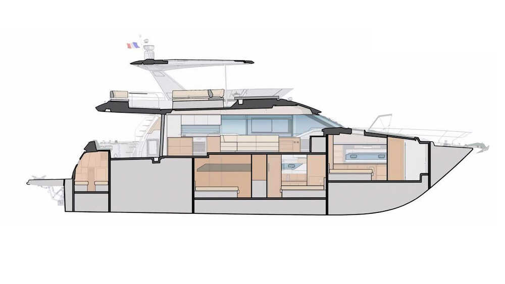 Plan of the yacht in longitudinal section