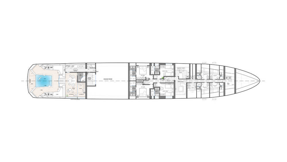 Lower deck | Shaft-line propulsion
