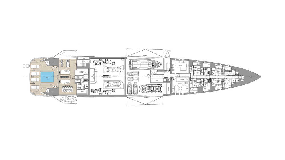 Lower deck. 6 cabin layout