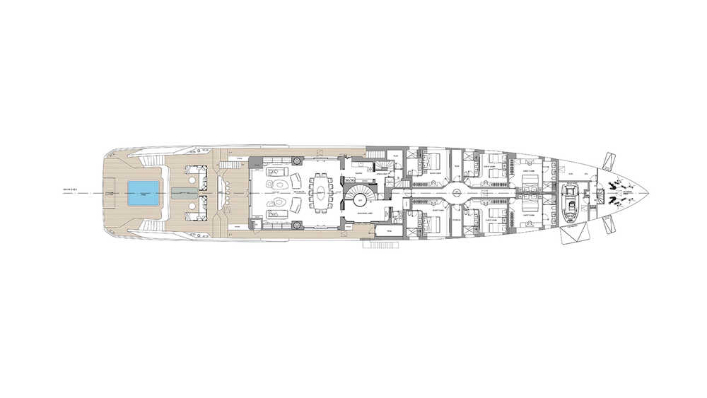 Main deck. 7 cabin layout
