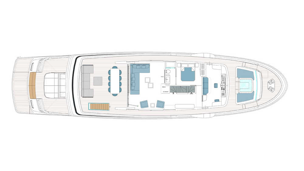 Upperdeck. 6-cab layout + media zone on upperdeck