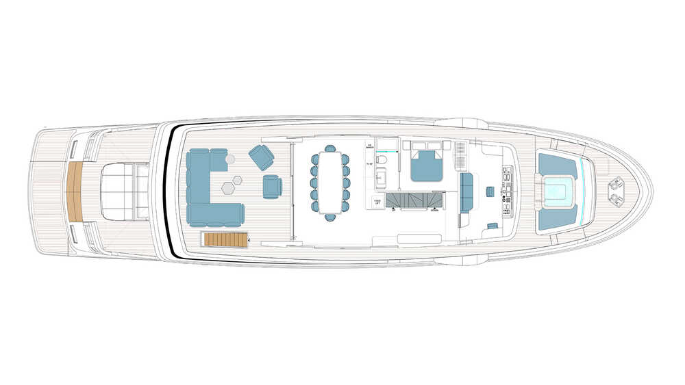 Upperdeck. 6-cab layout + dining on upperdeck
