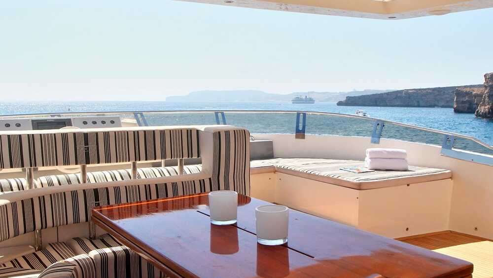 The upper deck of the yacht SICIIA IV