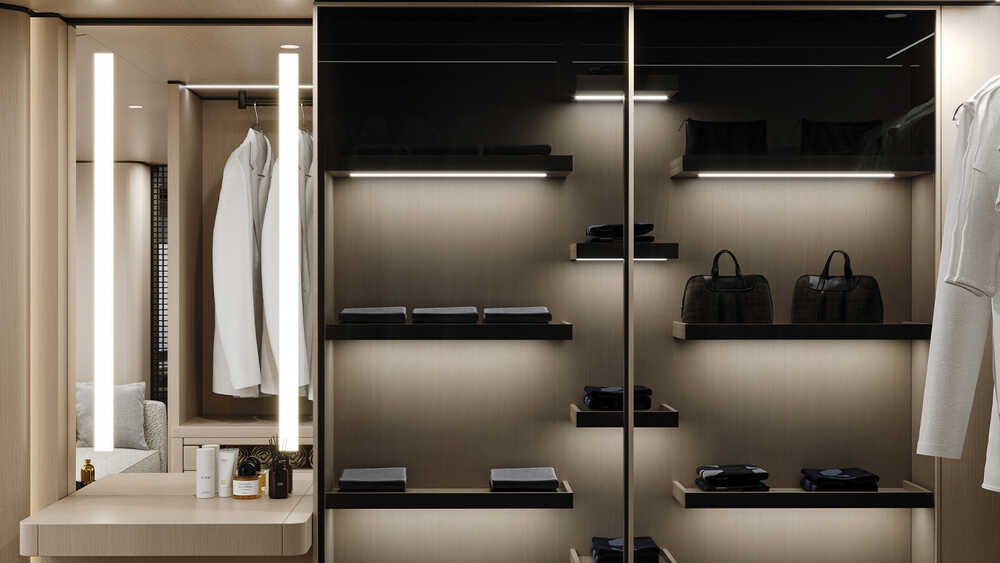 Wardrobe in master cabin
