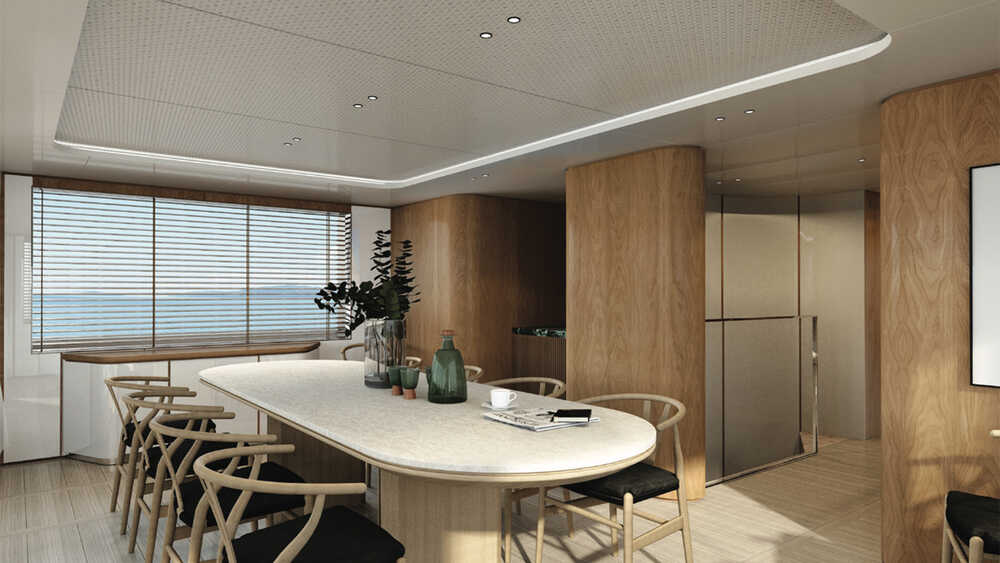 Dinette in upper deck salon