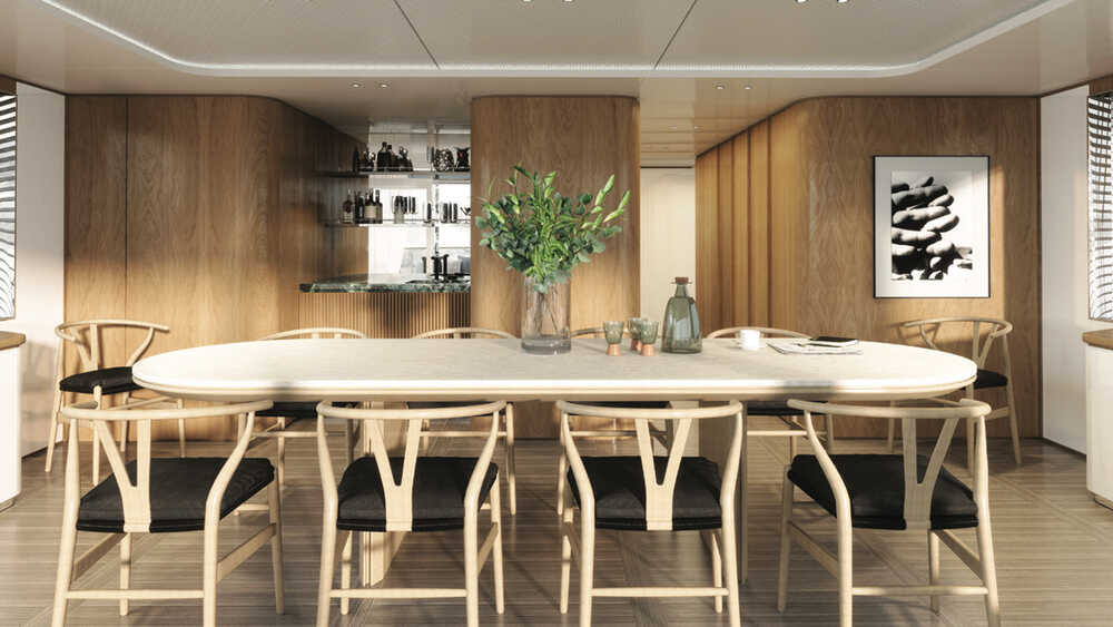 Dinette in upper deck salon