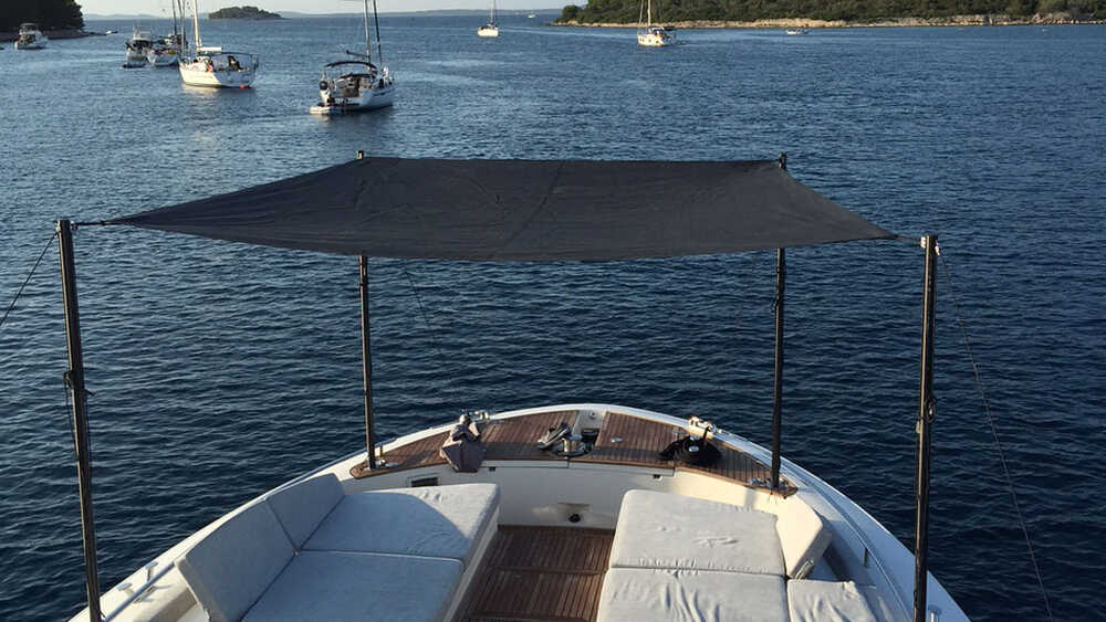Awning on bow deck