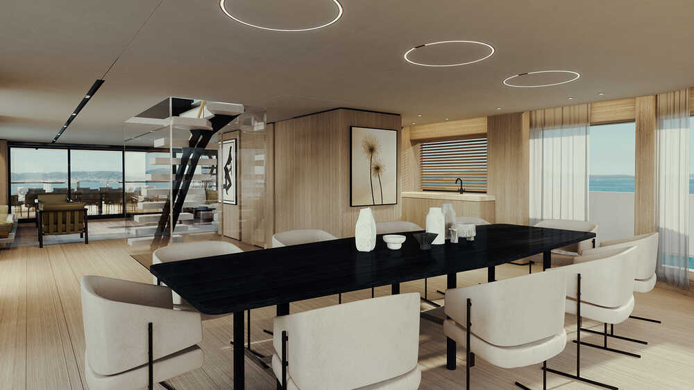 Dinette in upper deck salon