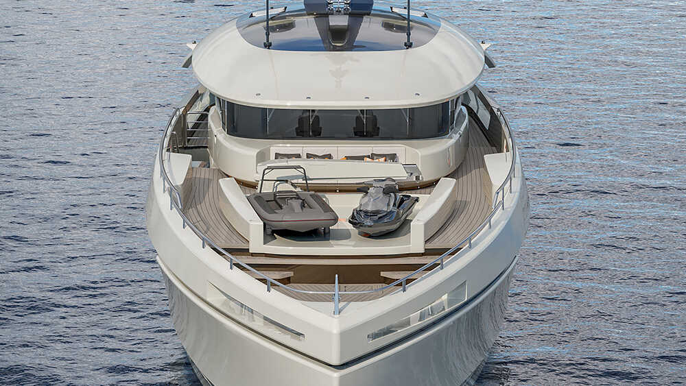 Lounge area on bow | Place for tender and jetski