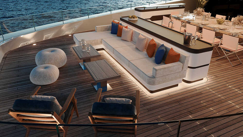 Lounge area on aft upper deck