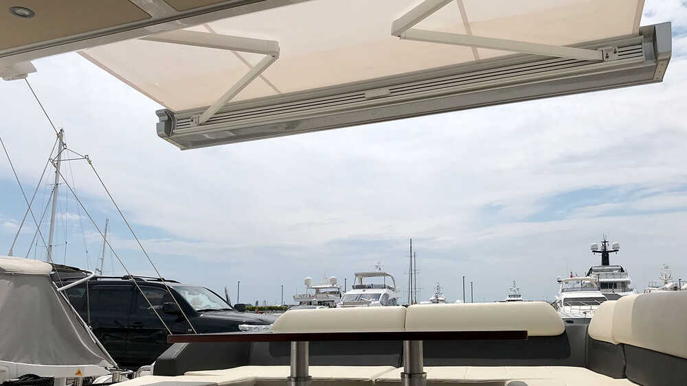 Electrical awning for aft cockpit