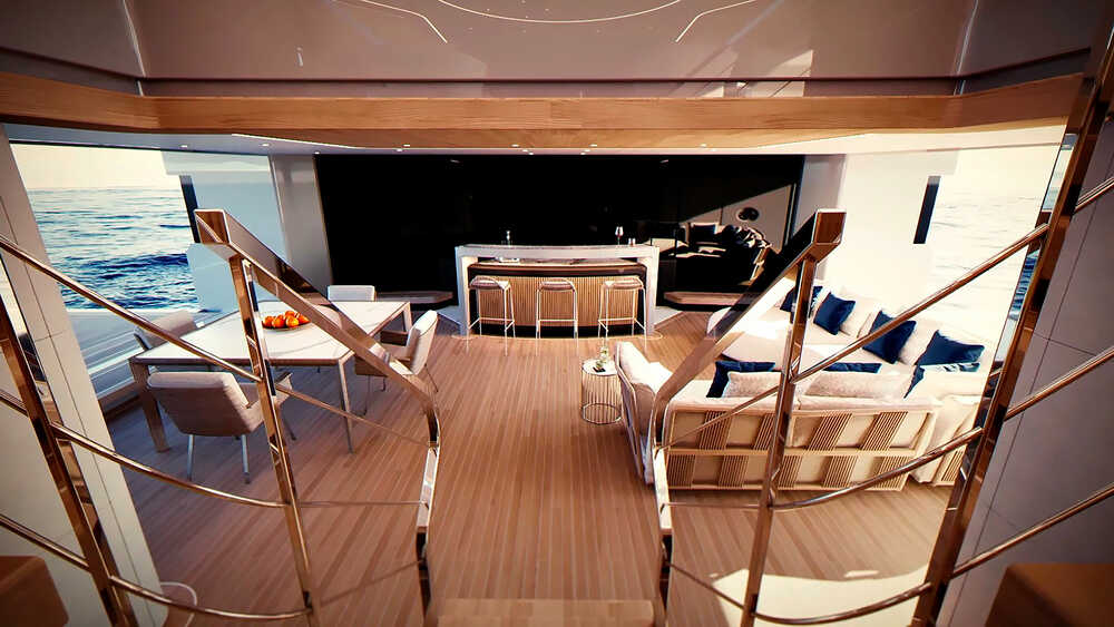 Main deck salon | Access to aft beach club