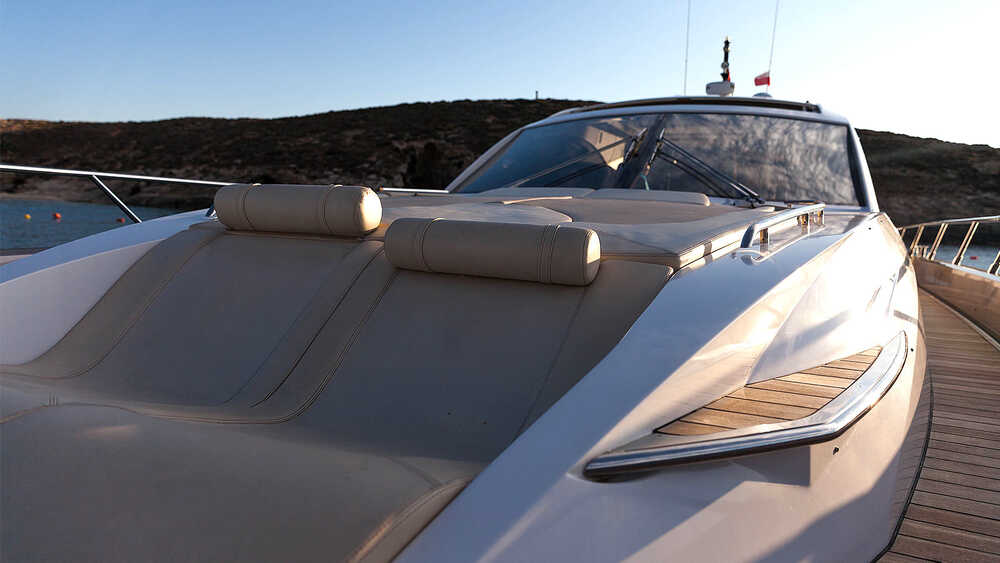 Sunbathing cushions on bow