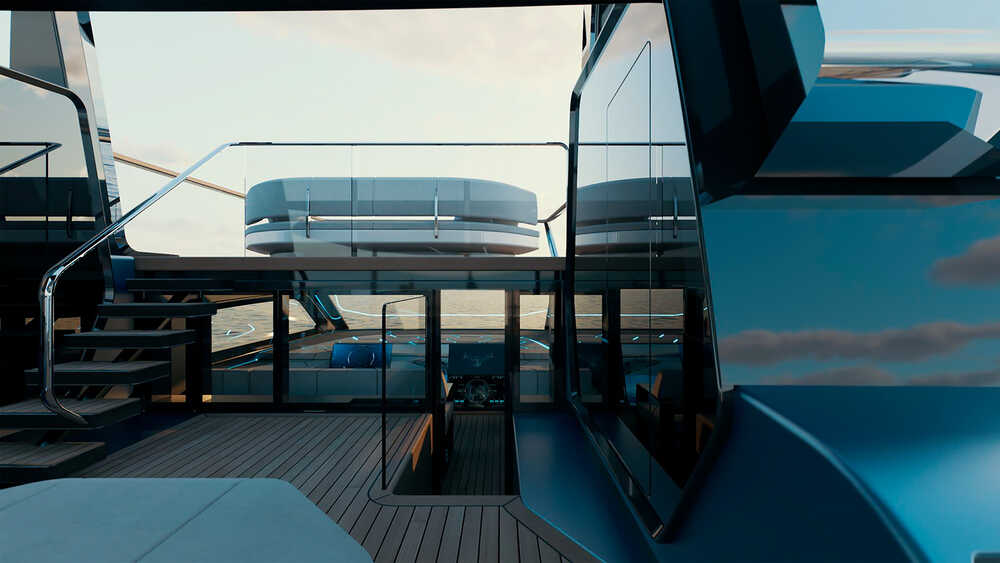 Sundeck. Access to the wheelhouse