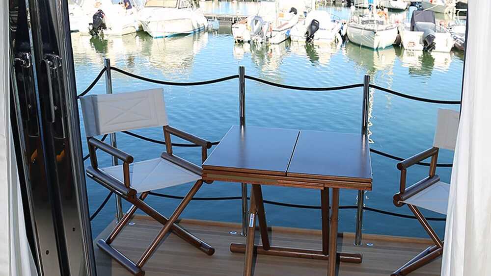 Lounge area on side deck
