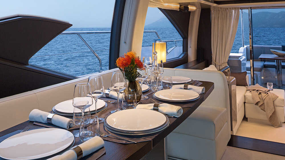 Dining area in the salon on the main deck