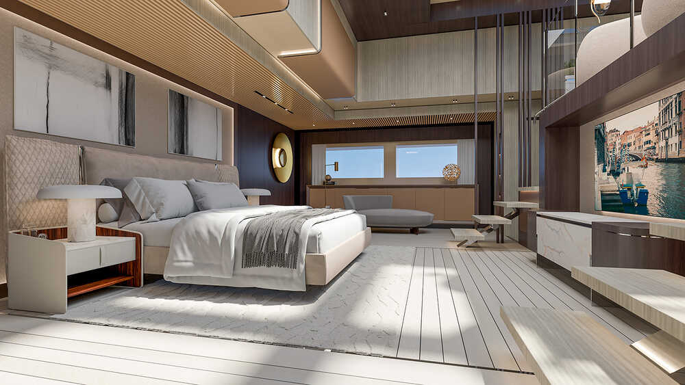 Two-level master cabin with panoramic roof
