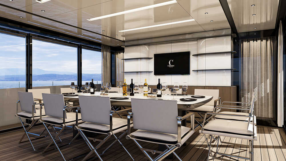Dinette in upper deck salon