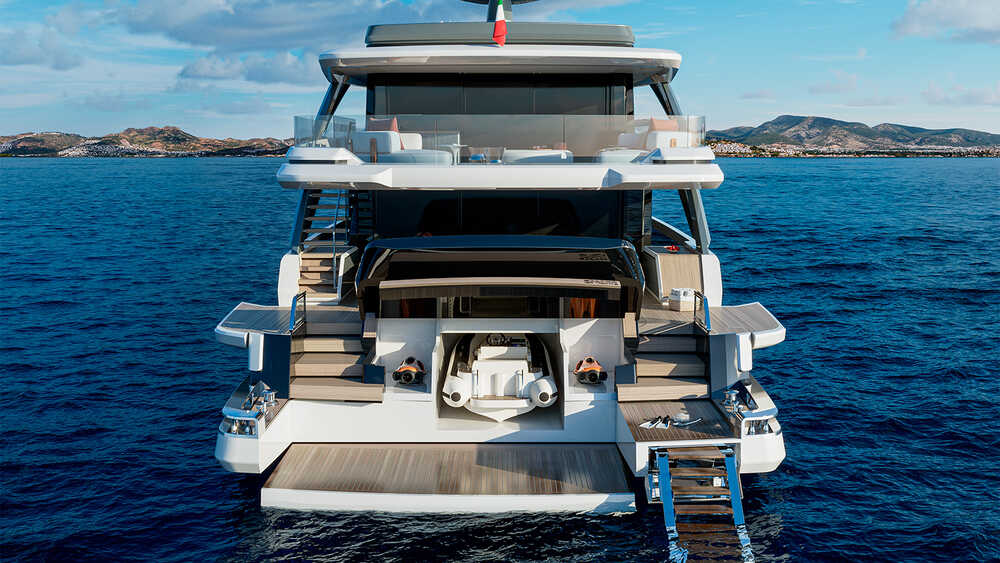 Aft with open garage