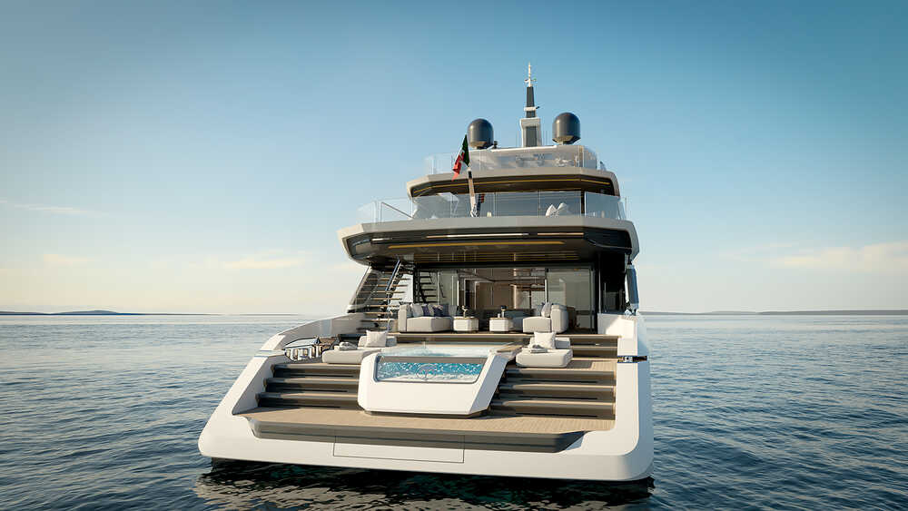 Aft lounge area with a pool