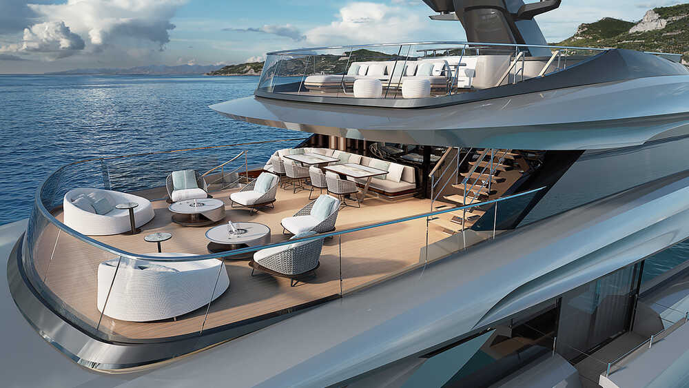 Lounge area on aft bridge deck