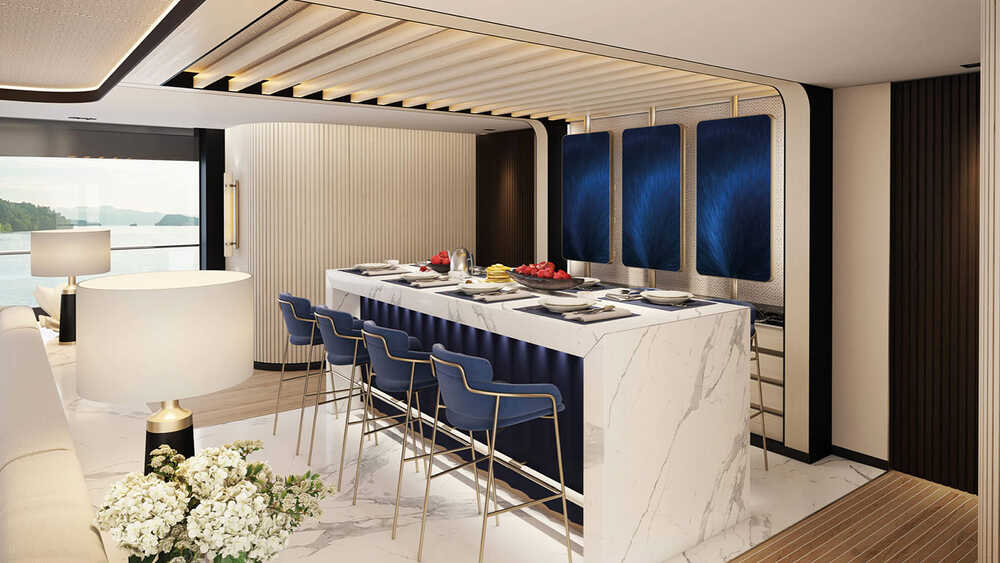 Dinette in salon on the main deck