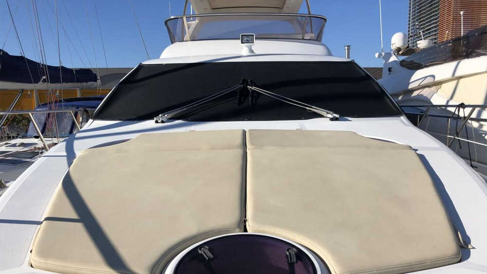 Sunbathing cushions on bow
