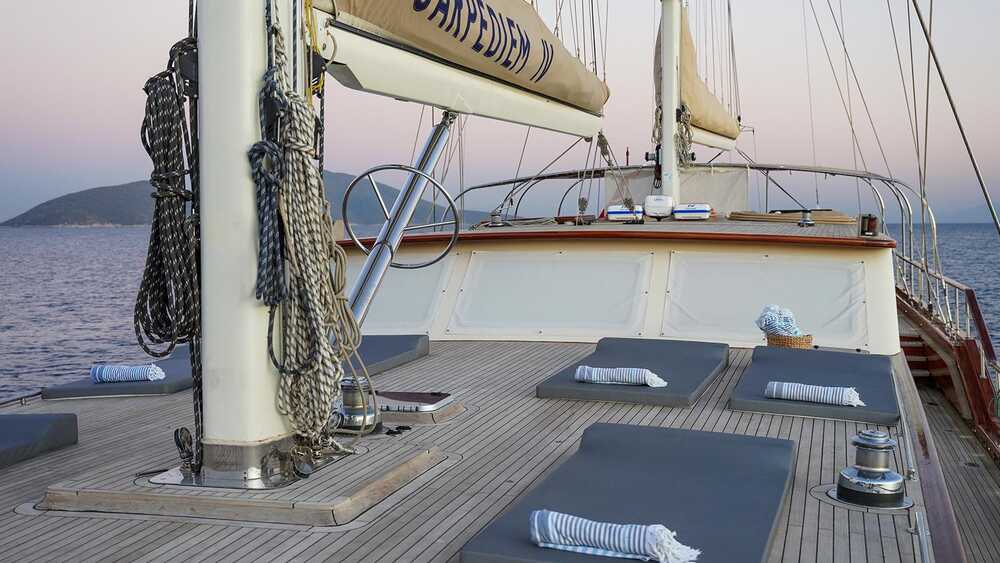 Sun loungers on deck