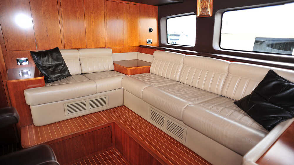 Seating area next to wheelhouse