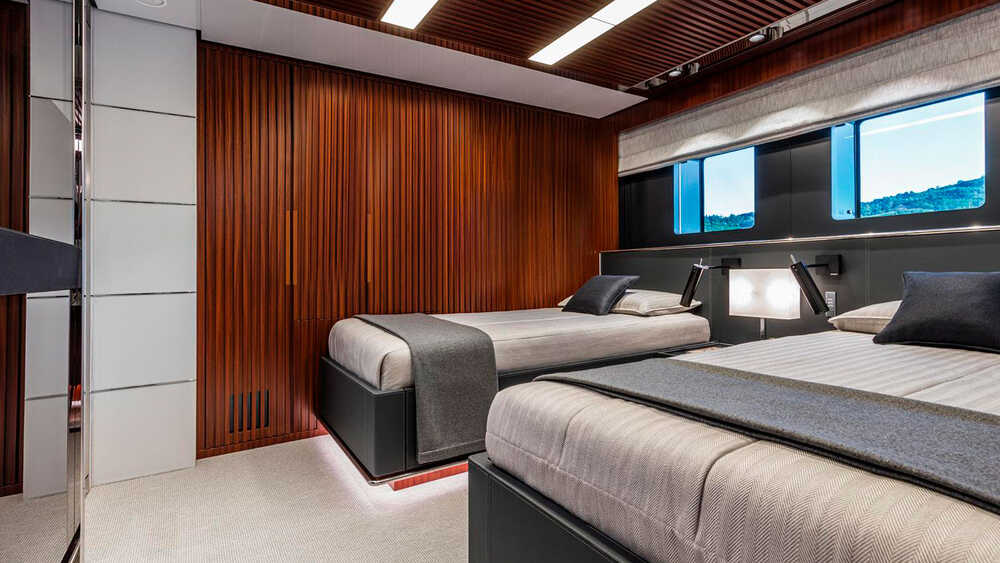 Guest cabin on the lower deck on the port side