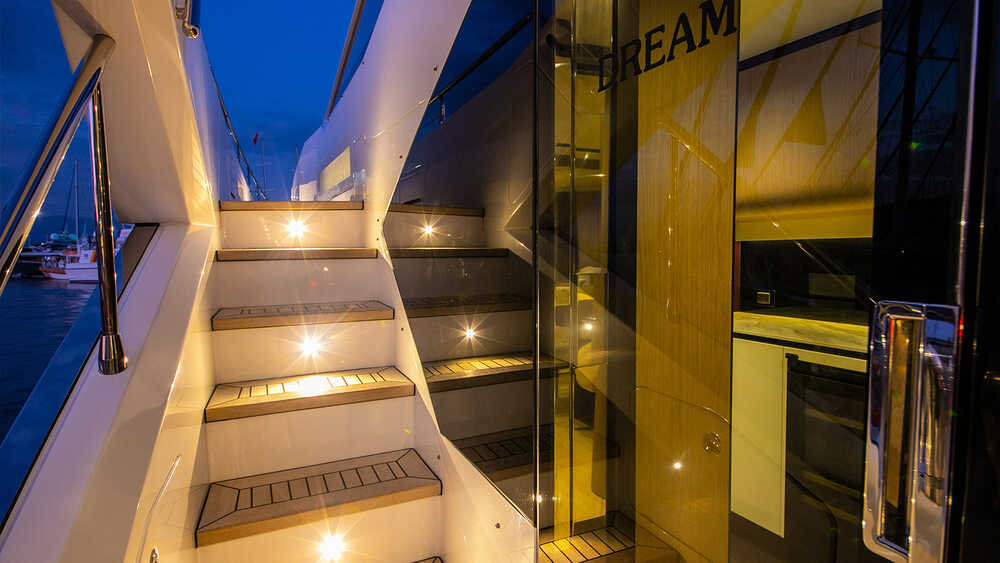 Exit to side deck for crew in galley