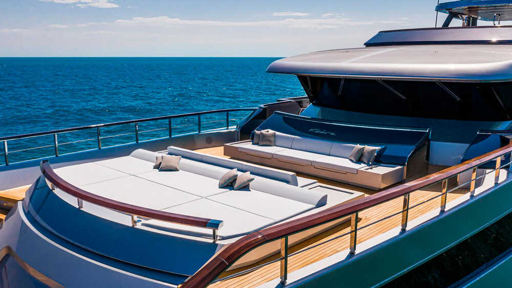 Sunbathing area on upper deck bow area