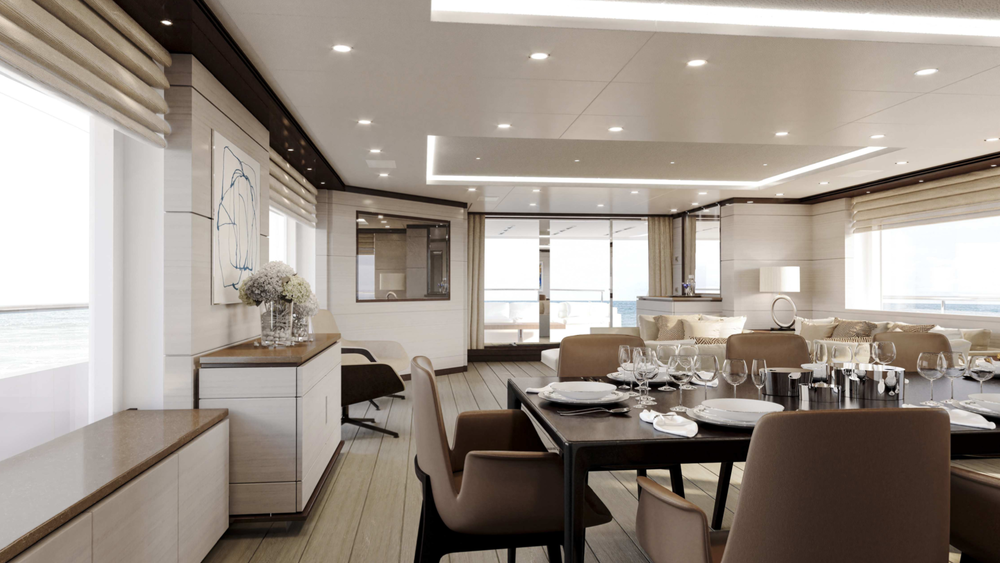 Dinette in salon on the main deck