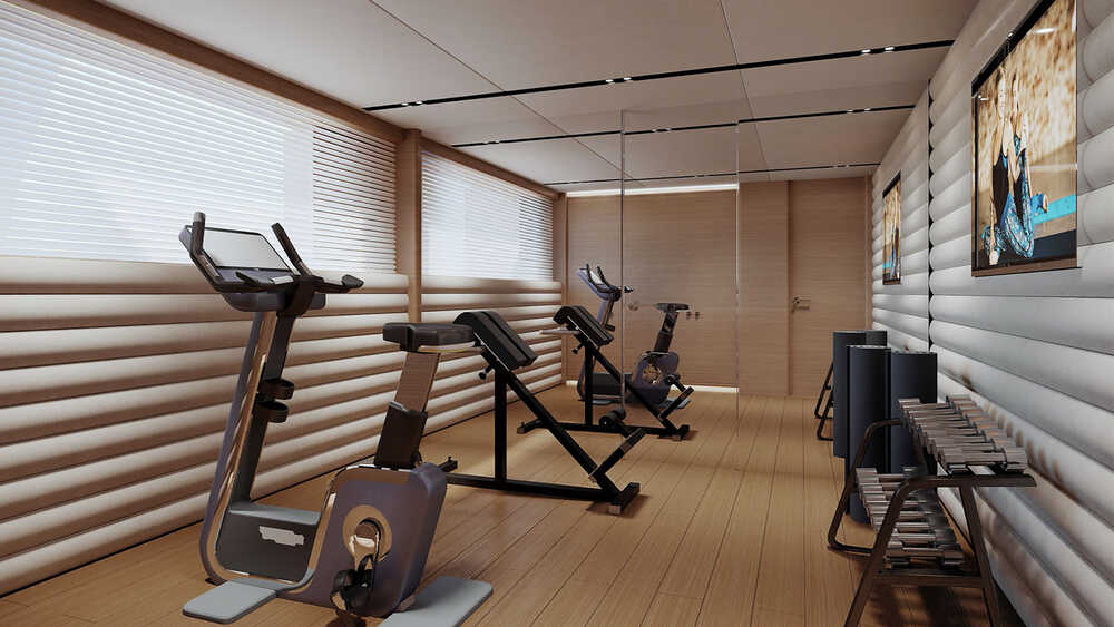 Gym on lower deck (optional configuration)