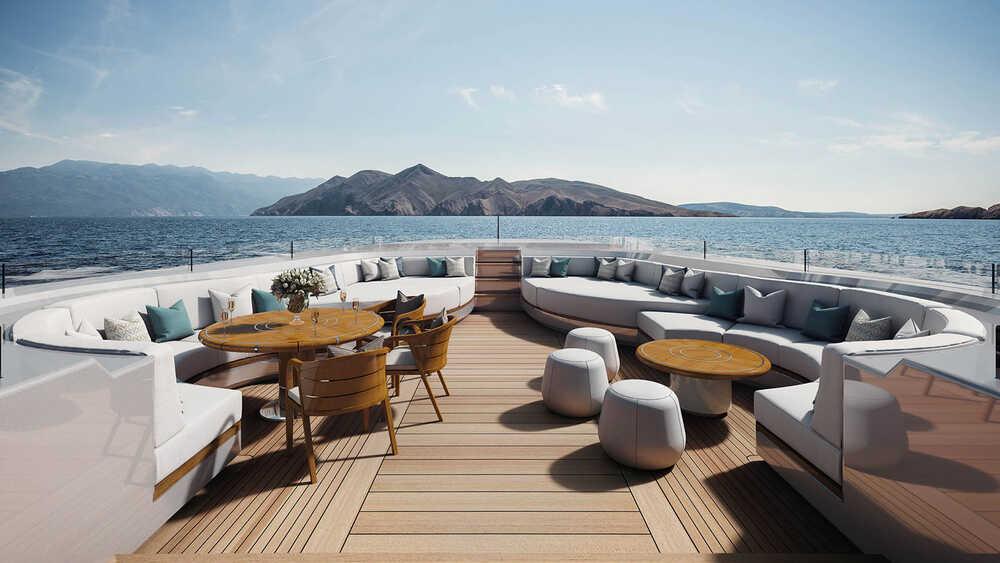 Private lounge area on bow. Access from owner's suite