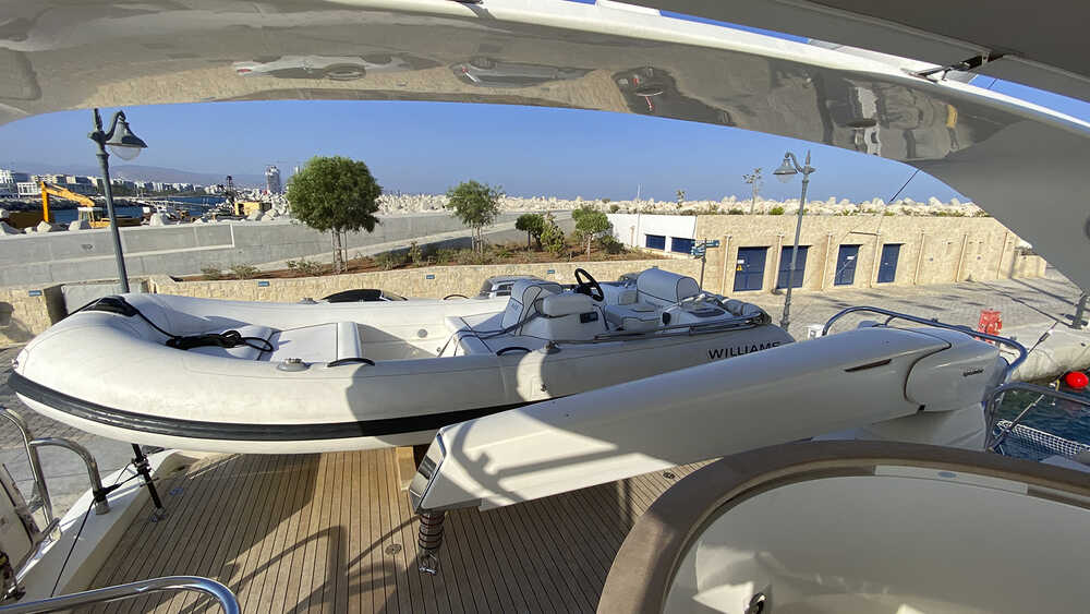 Crane for tender on aft flybridge