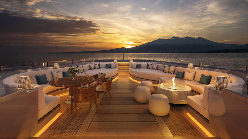 Private lounge area on bow. Access from owner's suite