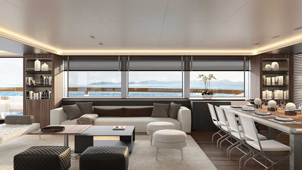 Dinette in salon on the main deck