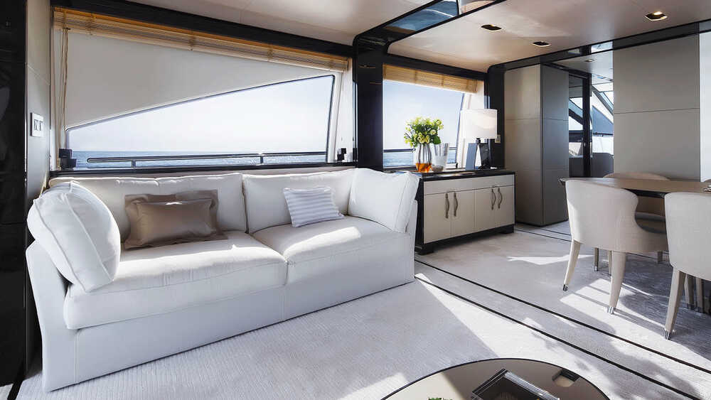 Salon sofa on port side