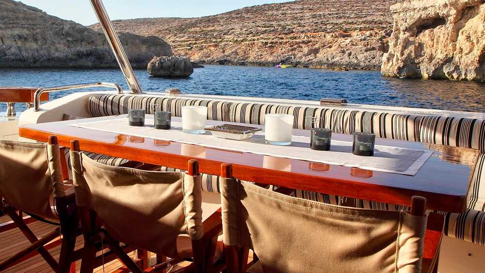 The upper deck of the yacht SICILIA IV