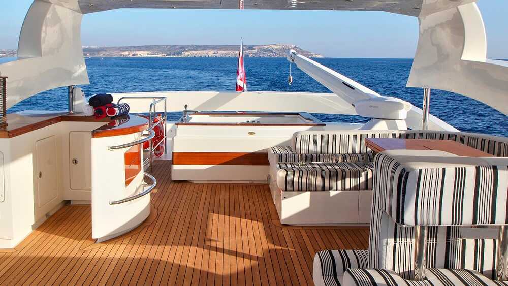 The upper deck of the yacht SICILIA IV