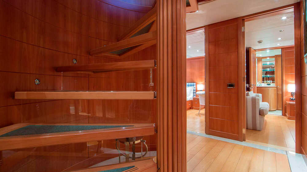 Staircase to lower deck