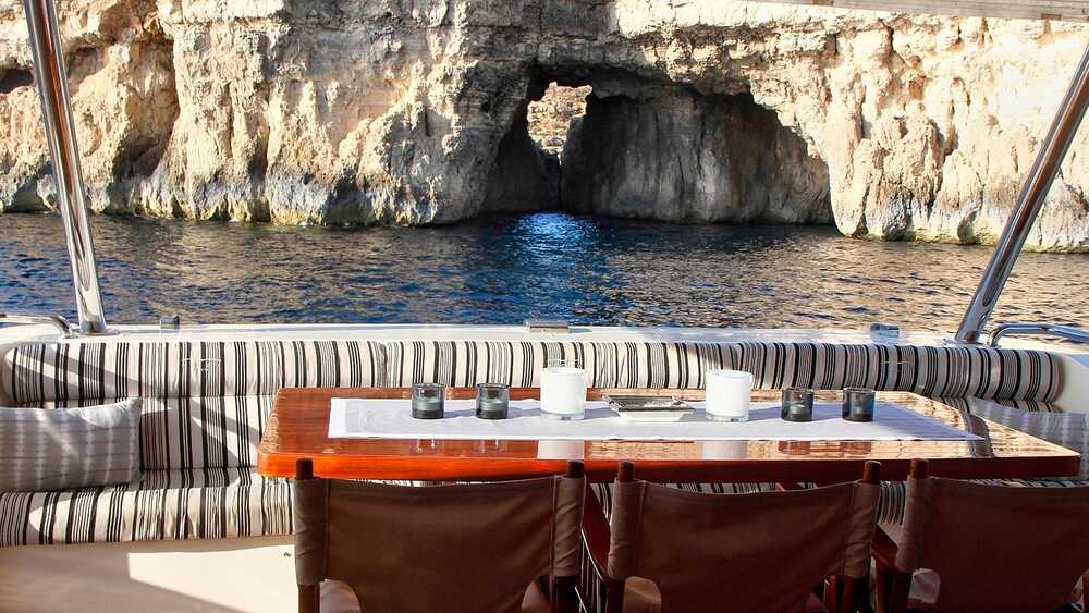 The upper deck of the yacht SICILIA IV