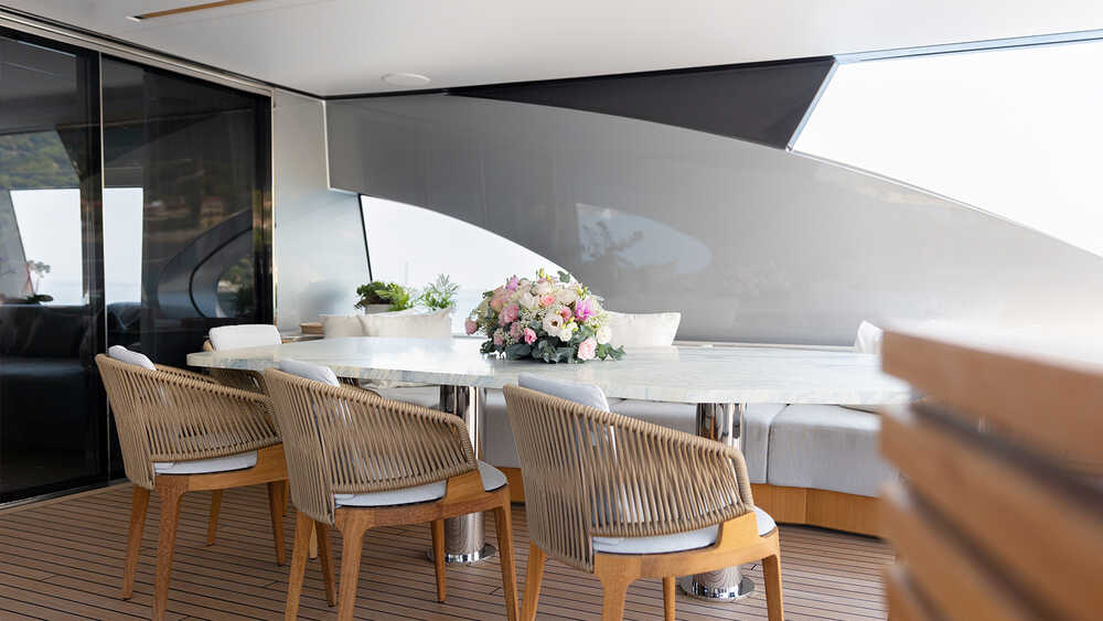 Dining area on aft upper deck