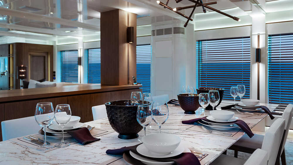 Dinette in salon on the  main deck