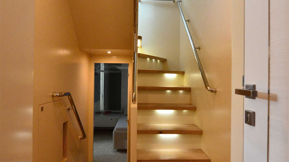Steps to the main deck / salon