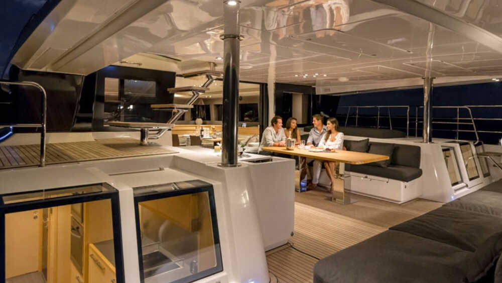 Lounge area on the main deck M/Y LONG MONDAY 