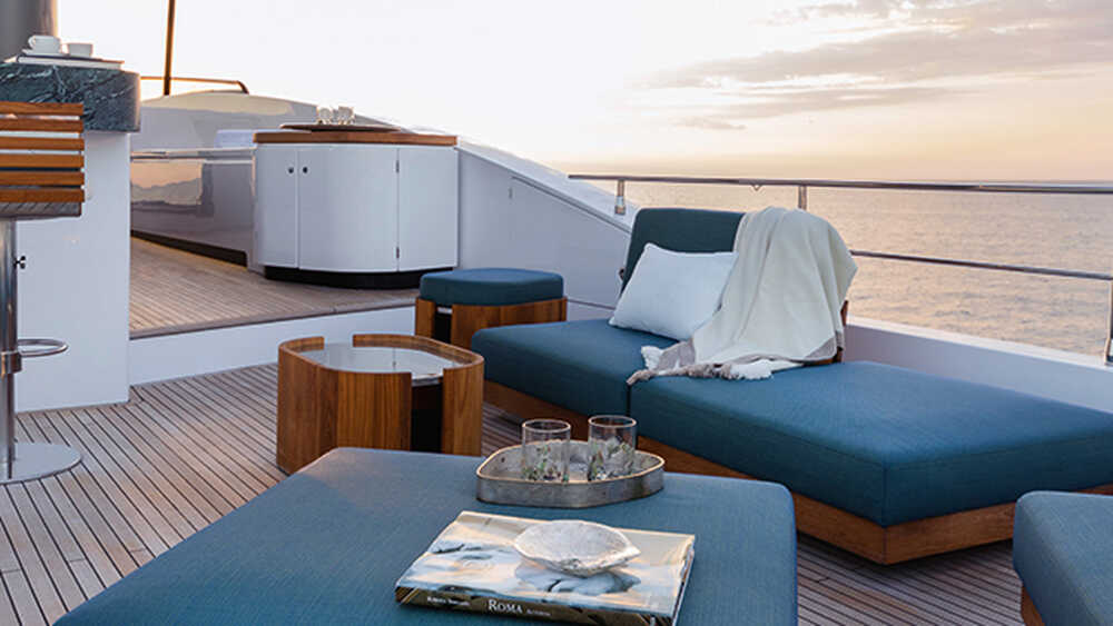 Aft lounge area on flybridge
