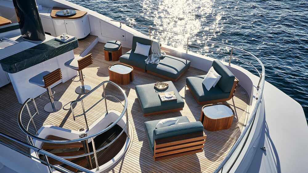 Aft lounge area on flybridge