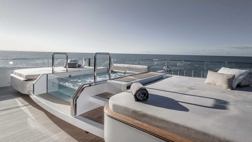 Pool on bow of owner's deck. Access from owner's cabin